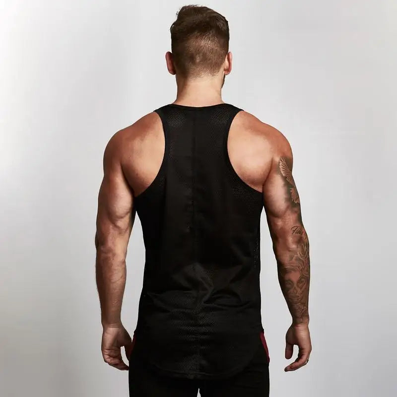 Bodybuilding Clothes Brand Mesh Tank Top Men Stringer Tank Top Fitness Singlet Sleeveless Shirt Workout Man Undershirt Clothing