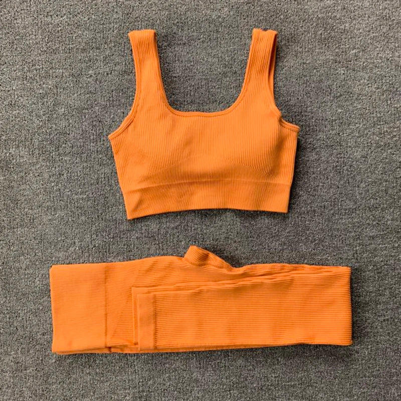 Women Seamless Yoga Suit Fitness U-shaped Sports Bra High Waist Leggings Workout Sportswear Active Wear Running Gym Clothes