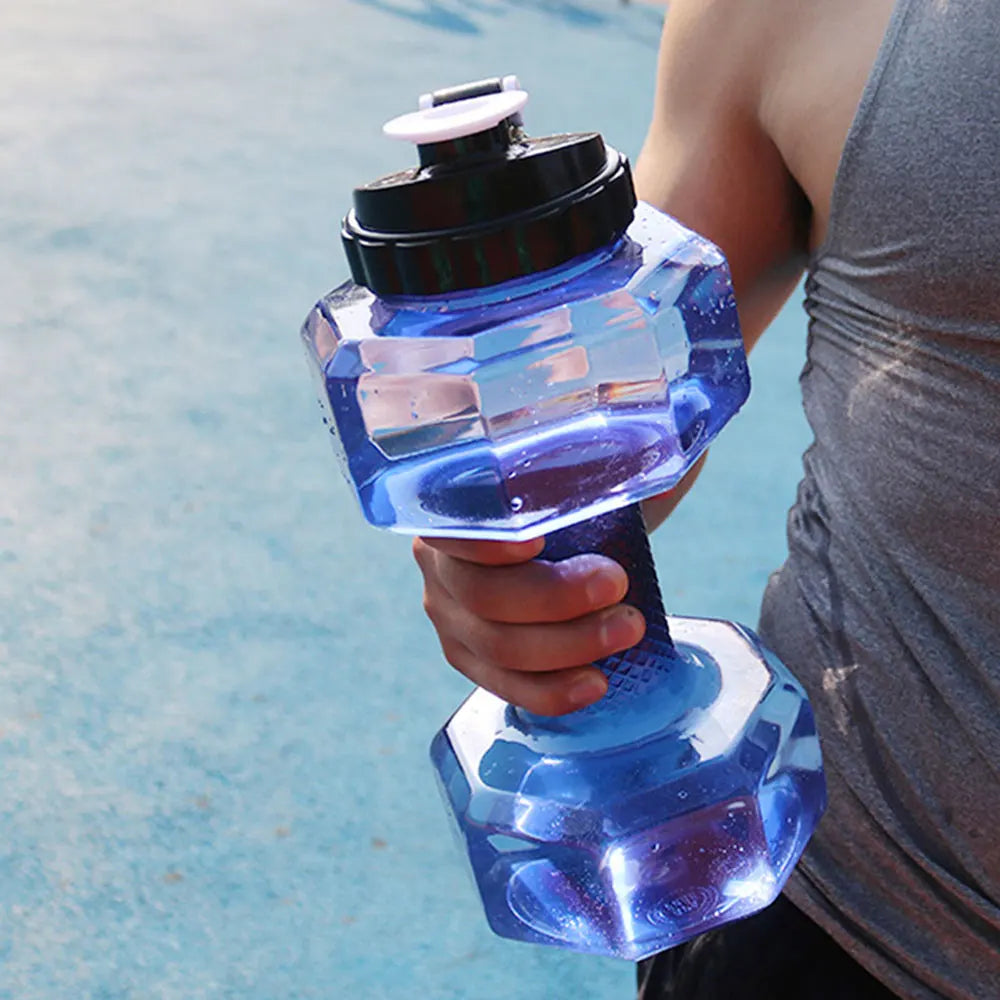 500/1500/2600ML Sports Water Bottles Fitness Dumbbell Leakproof Portable Unbreakable Sports Plastic Bottle Home Gym Training
