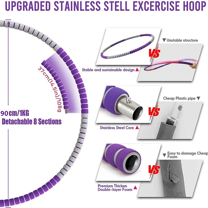 8 Sections Slimming Sport Hoops Women Ring Stainless Steel Detachable Home Gym Workout Fitness Trainer Abdominal Useful Product