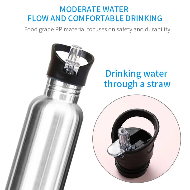 Stainless Steel Sports Water Bottle with Drinking Straw Cold Water Bottle Gym Cycling Hiking Bottle Drinkware 500/750/1000ml