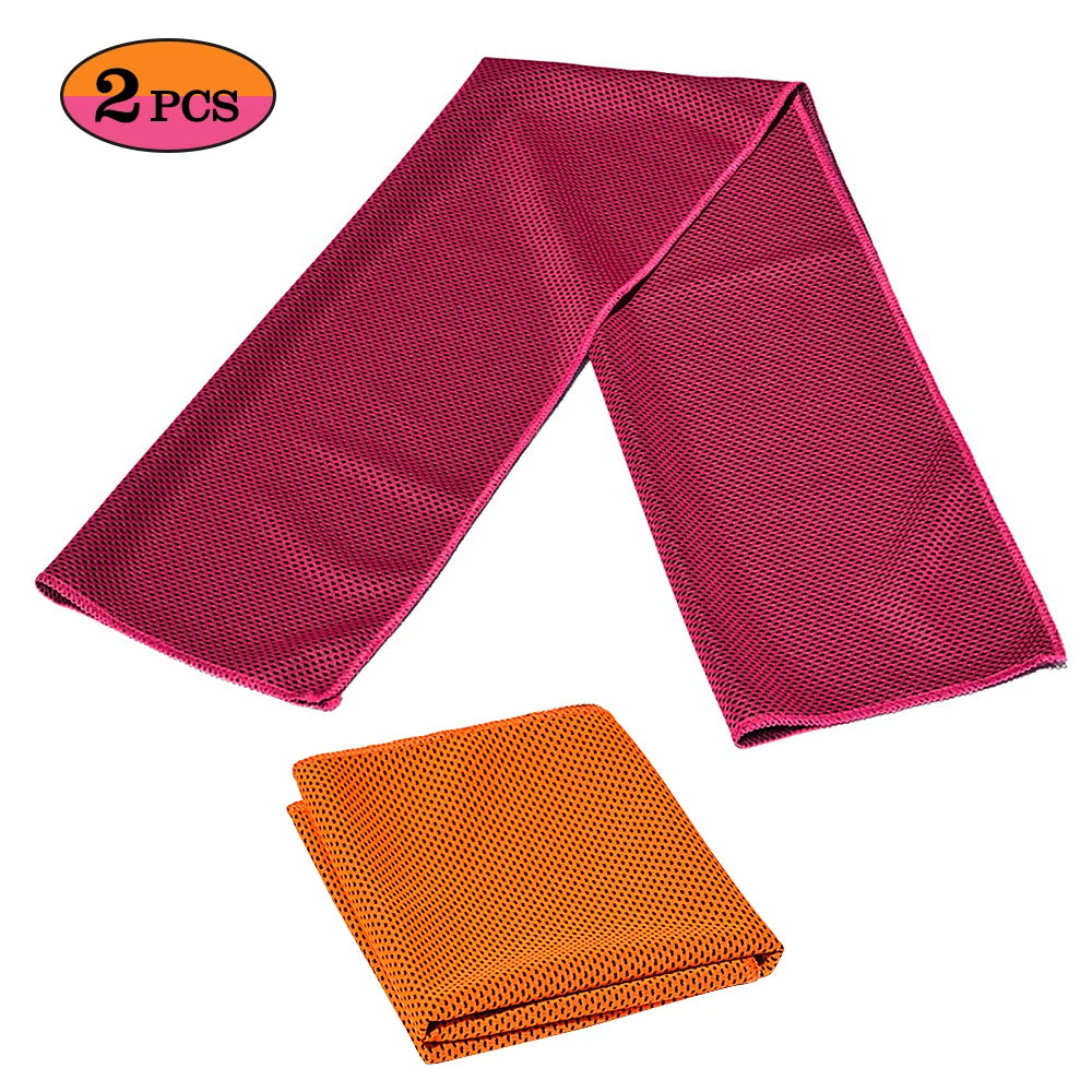 2PCS Sports Cooling Towel Soft Breathable Quick Dry Travel Ice Towel for Gym Fitness Workout Yoga Sport Running Camping Hiking