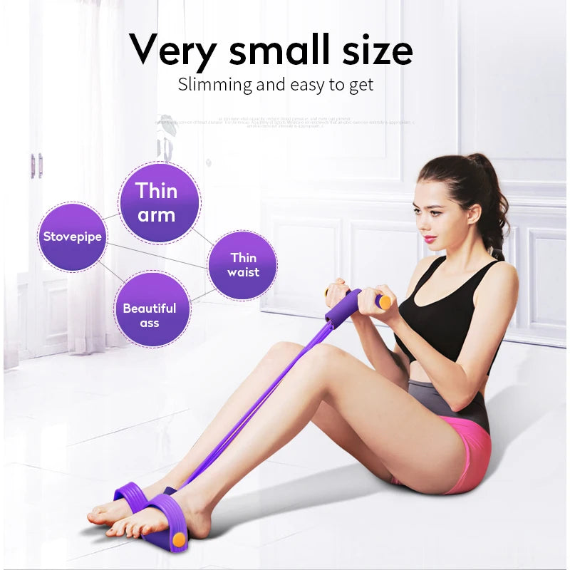 Indoor Fitness Resistance Bands Exercise Equipment Elastic Sit Up Pull Rope Gym Workout Sport 4 Tube Pedal Ankle Puller XA161A