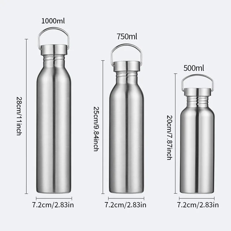 Stainless Steel Sports Water Bottle with Drinking Straw Cold Water Bottle Gym Cycling Hiking Bottle Drinkware 500/750/1000ml