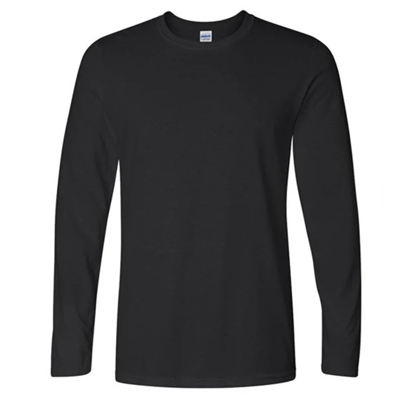 Gildan Brand Men's Long Sleeve T-shirts Spring Autumn Casual O Neck T Shirt Cotton New Fashion Fitness Tops&Tees Homme Camisetas