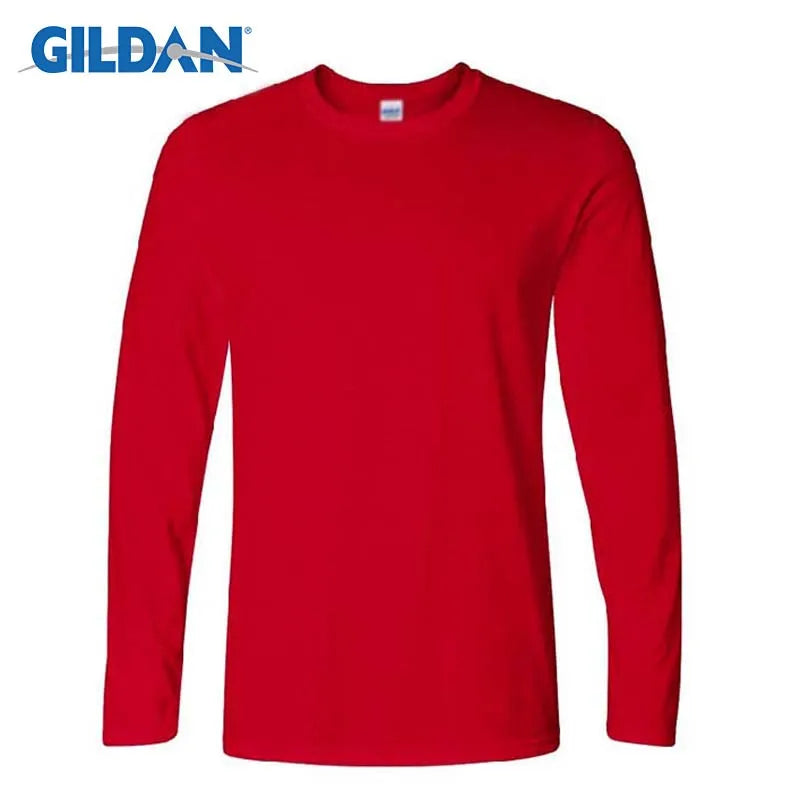 Gildan Brand Men's Long Sleeve T-shirts Spring Autumn Casual O Neck T Shirt Cotton New Fashion Fitness Tops&Tees Homme Camisetas