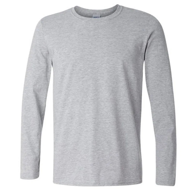 Gildan Brand Men's Long Sleeve T-shirts Spring Autumn Casual O Neck T Shirt Cotton New Fashion Fitness Tops&Tees Homme Camisetas