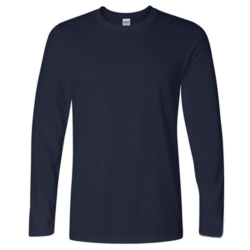 Gildan Brand Men's Long Sleeve T-shirts Spring Autumn Casual O Neck T Shirt Cotton New Fashion Fitness Tops&Tees Homme Camisetas