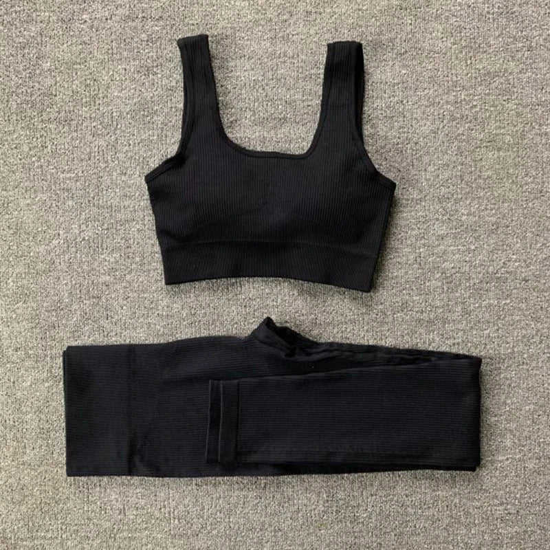 Women Seamless Yoga Suit Fitness U-shaped Sports Bra High Waist Leggings Workout Sportswear Active Wear Running Gym Clothes