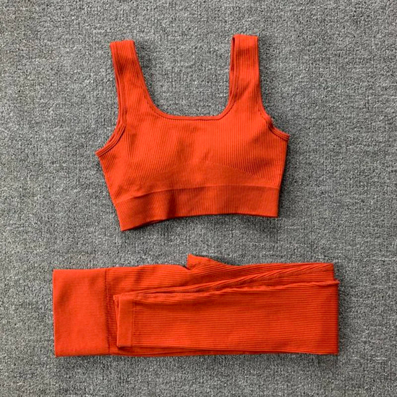 Women Seamless Yoga Suit Fitness U-shaped Sports Bra High Waist Leggings Workout Sportswear Active Wear Running Gym Clothes