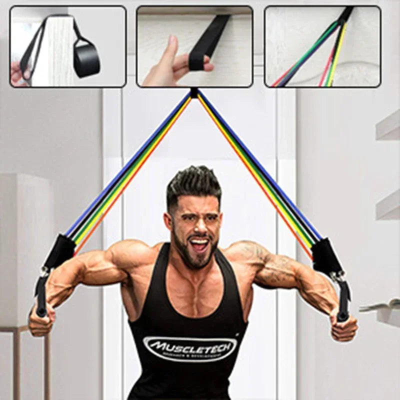 22pcs Pilates Bar Kit Resistance Bands Set 360LBS 200LBS Elastic Latex Pull Rope Home Gym Bodybuilding Workout Bar Fitness Bands