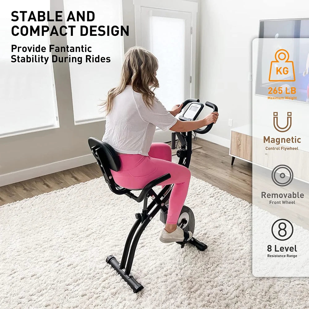 2023 New Indoor Cycling Bike Magnetic 3 In 1 Upright Recumbent Exercise Bike with Resistance Bands Home Workout