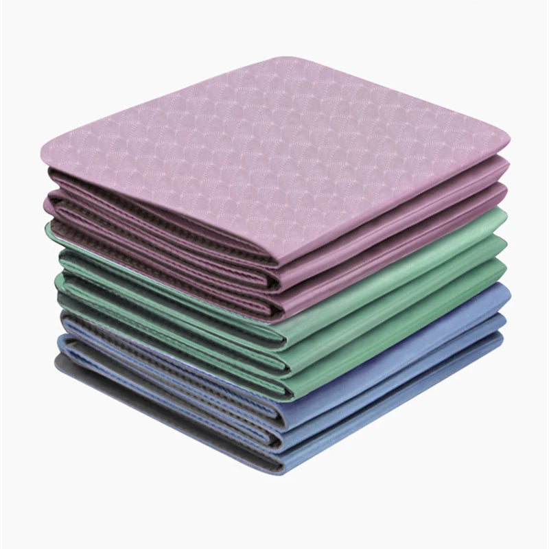 8mm Foldable Yoga Mat TPE Folding Travel Fitness Exercise Mat Double Sided Non-slip for Yoga Pilates & Floor Workouts