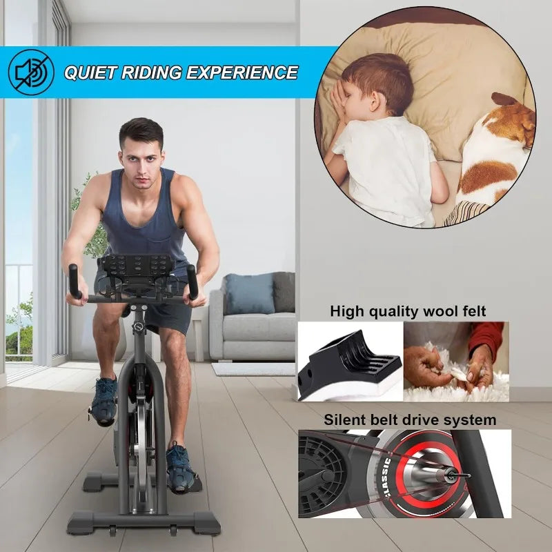 Exercise Bikes Stationary,Indoor Cycling Bike for Home Cardio Gym,Workout Bike with Ipad Mount & LCD Monitor