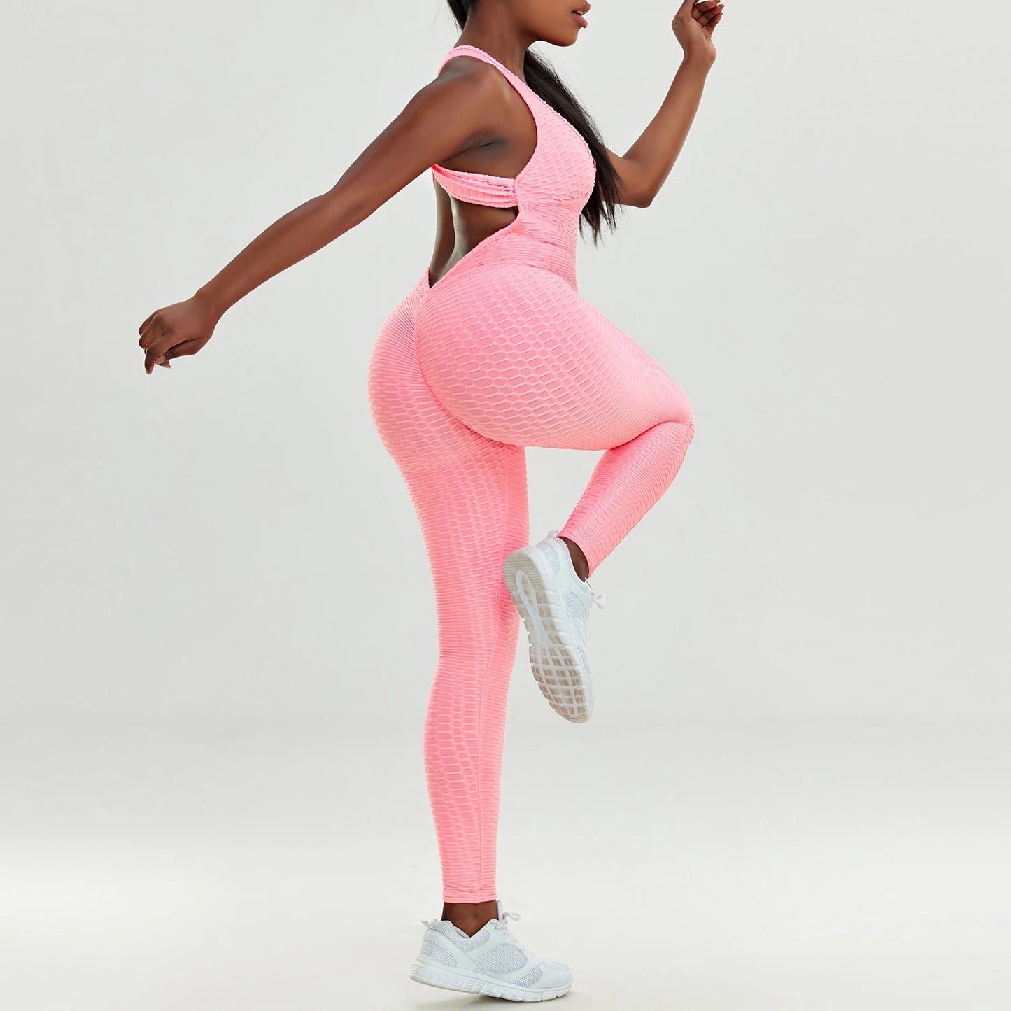 Racerback Sexy Anti-cellulite Jumpsuit One Piece Workout Clothes for Women V-cut Backless Tracksuit Sportswear Yoga Gym Clothing