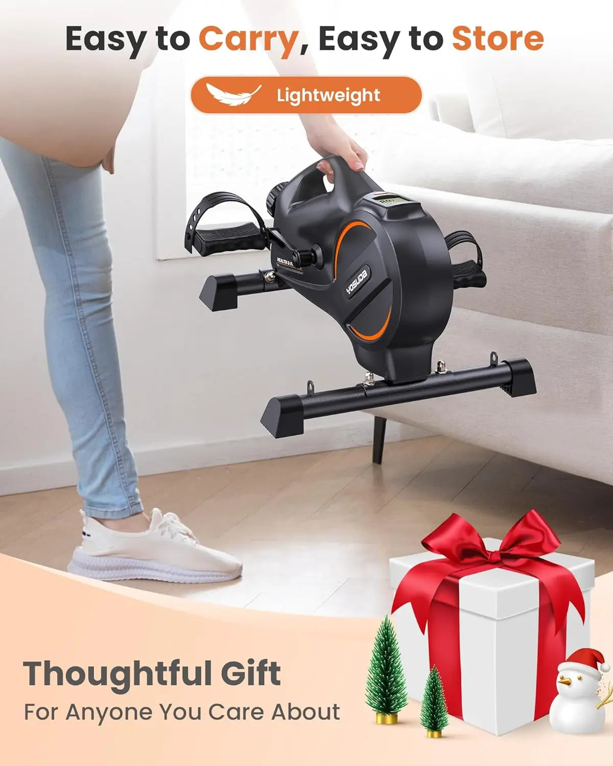 Under Desk Bike Pedal Exerciser for Home/Office Workout - Magnetic Mini Exercise Bike for Arm/Leg Exercise