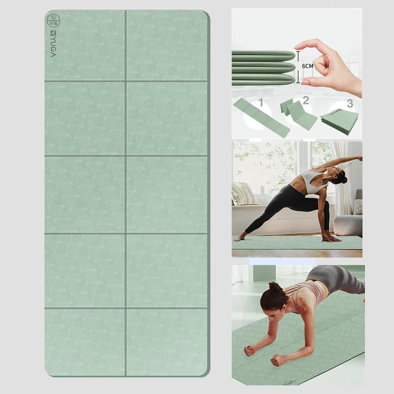 8mm Foldable Yoga Mat TPE Folding Travel Fitness Exercise Mat Double Sided Non-slip for Yoga Pilates & Floor Workouts