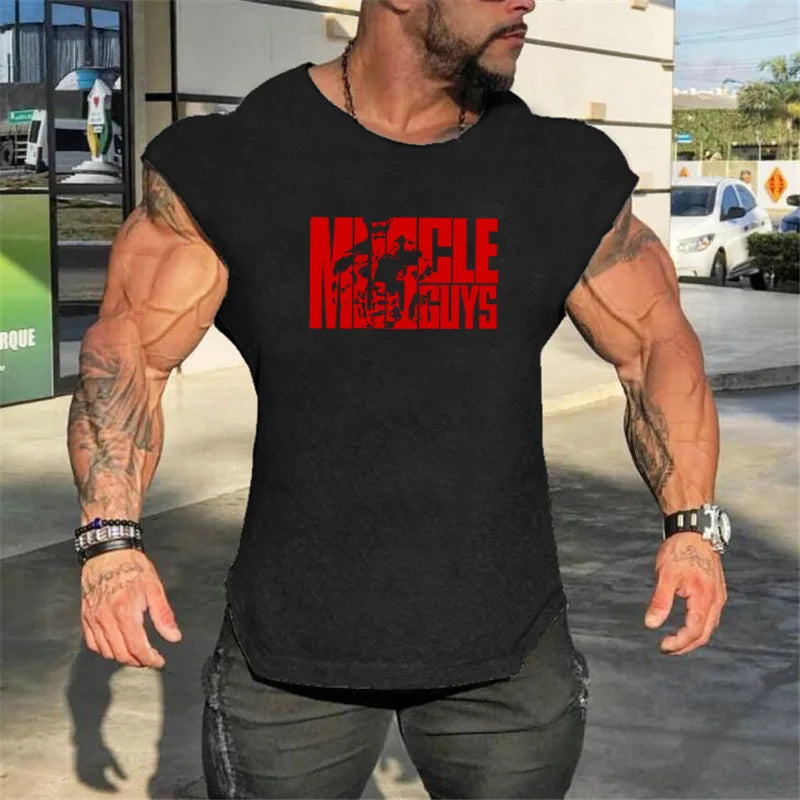 Brand Muscle Clothes Workout Vest Fashion Tank Top Men Gym Sleeveless Shirt Bodybuilding Stringer Sports Men's Cotton Singlets