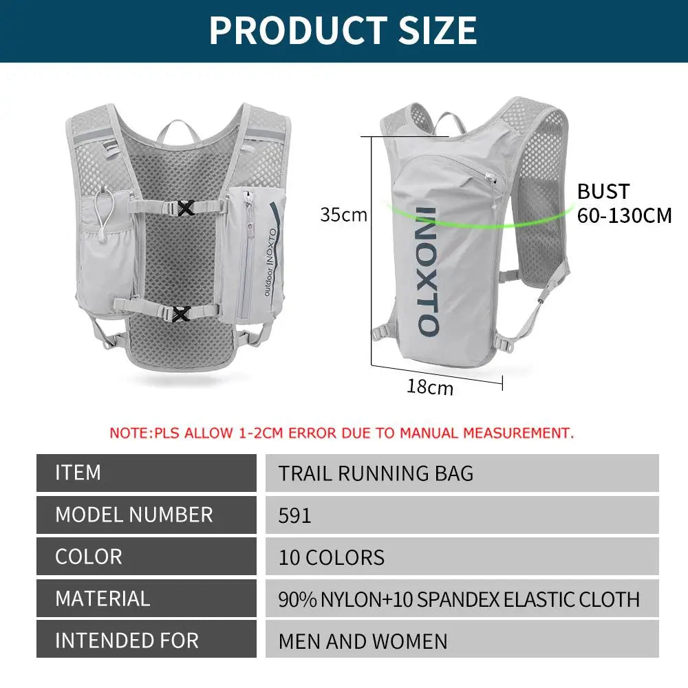 New waterproof running backpack 5L ultra-light hydration vest mountain bike leather bag breathable gym bag 1.5L water bag