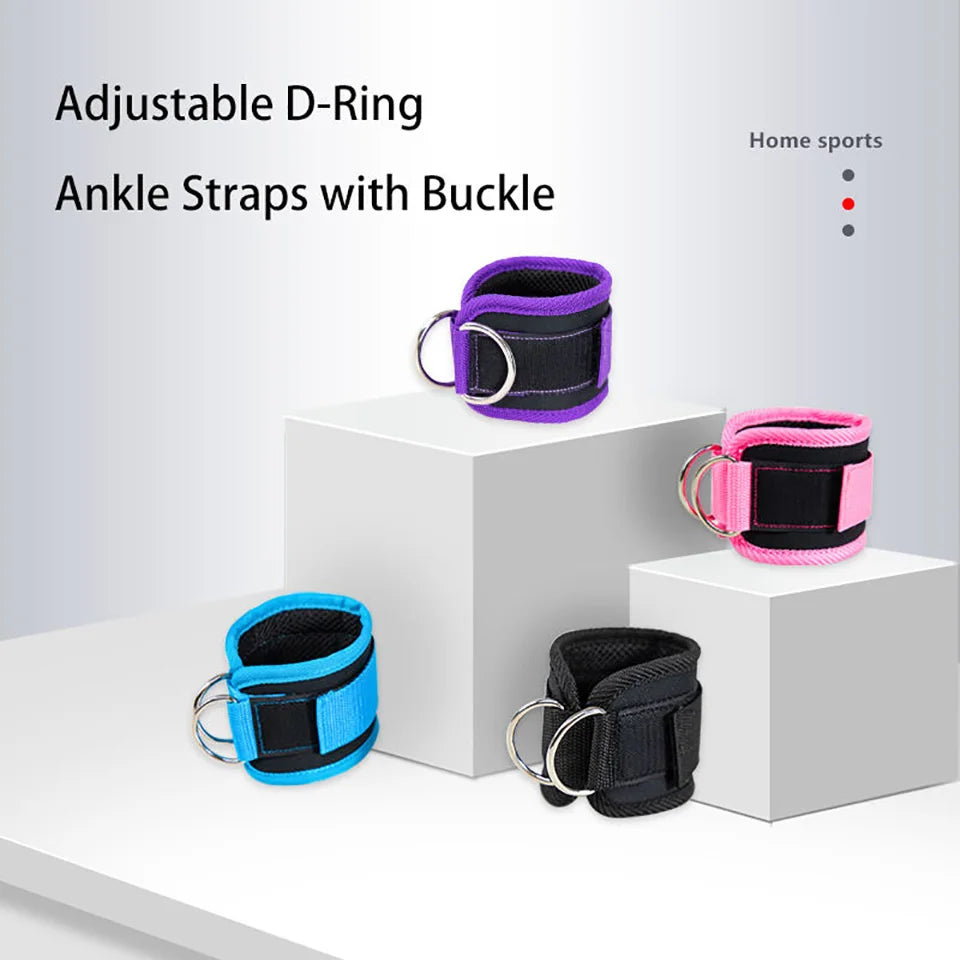 Ankle Straps Double D-Ring Adjustable Foot Support Padded Cuffs Ankle Weight Leg Training Brace Support Sport Safety Abductors