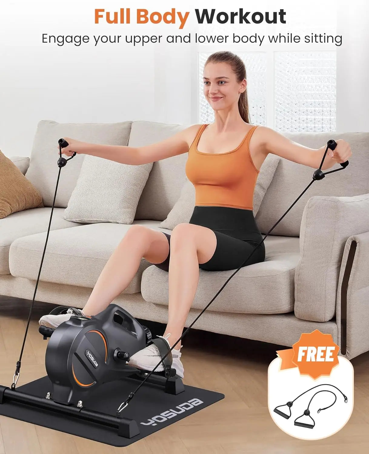 Under Desk Bike Pedal Exerciser for Home/Office Workout - Magnetic Mini Exercise Bike for Arm/Leg Exercise