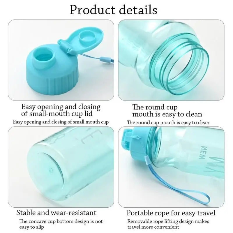 New 650ML Sports Water Bottle Portable Leak-proof Shaker Bottle Gym Drink Bottle with Lid and Straw Car Mug Drinkware for School