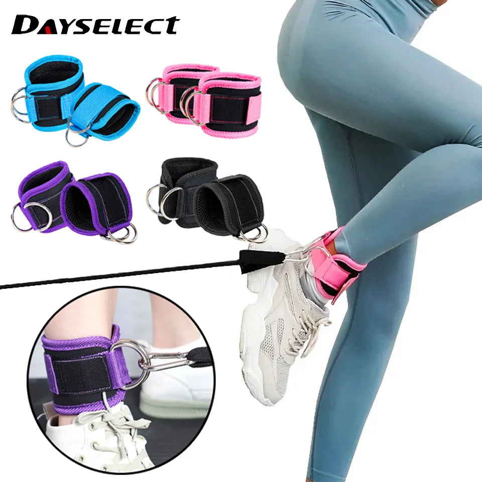Ankle Straps Double D-Ring Adjustable Foot Support Padded Cuffs Ankle Weight Leg Training Brace Support Sport Safety Abductors