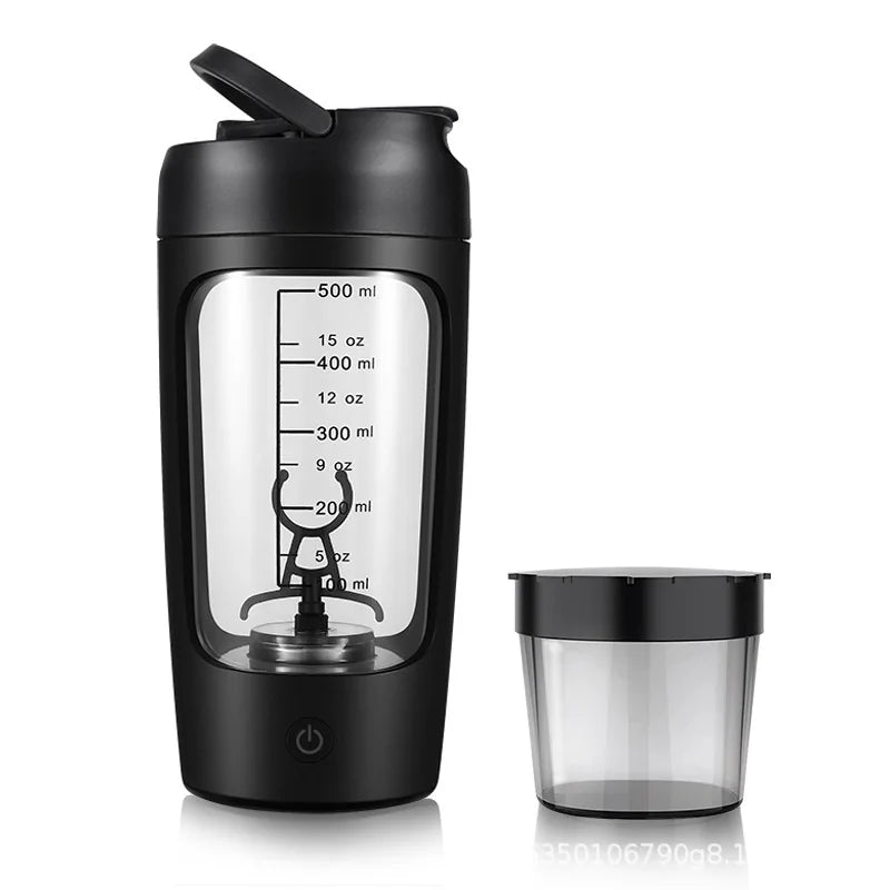 500ml Electric Protein Shaker Cup with Powder Storage Container Mixer Cup Gym Sport Water Bottles with Wire Whisk Ball Drinkware