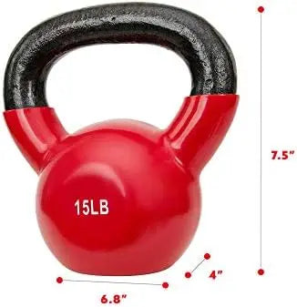 Health & Fitness Vinyl Coated Kettlebell for Strength Weight Training Available in 5LB, 10LB, 15LB, 20LB, 25LB