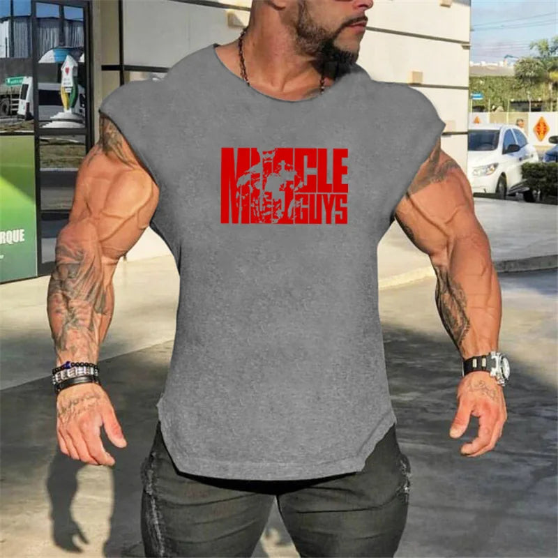 Brand Muscle Clothes Workout Vest Fashion Tank Top Men Gym Sleeveless Shirt Bodybuilding Stringer Sports Men's Cotton Singlets
