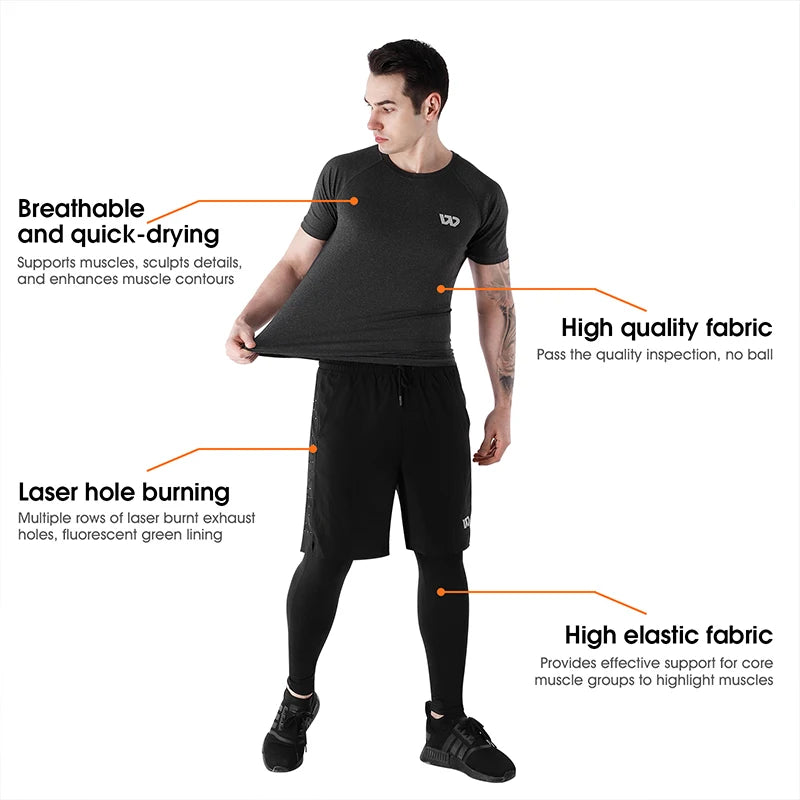 5 Pcs/Set Men's Tracksuit Gym Fitness Compression Sports Suit Clothes Running Jogging Sport Wear Exercise Workout Tights