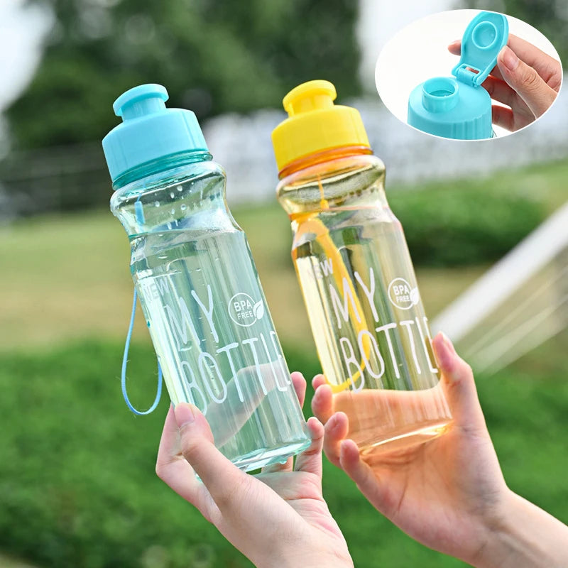 Transparent Water Bottle Portable Sport Cup for Drinking Kitchen Tools 650ML Water Bottle for School Gym Travel Girl Boy