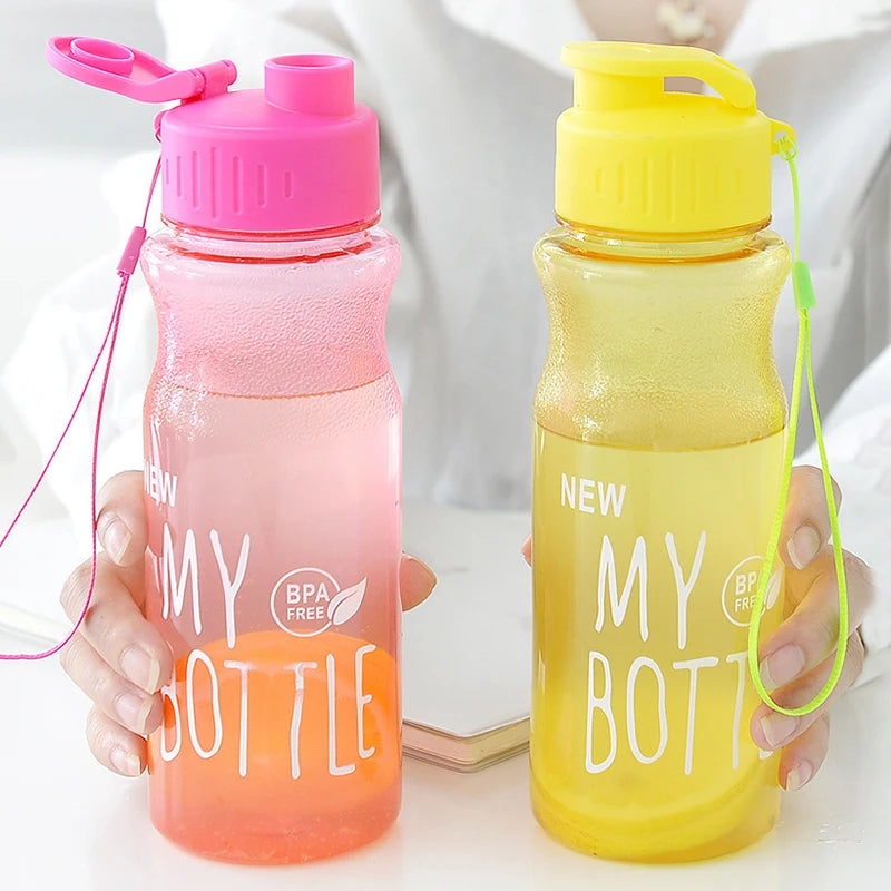 Transparent Water Bottle Portable Sport Cup for Drinking Kitchen Tools 650ML Water Bottle for School Gym Travel Girl Boy
