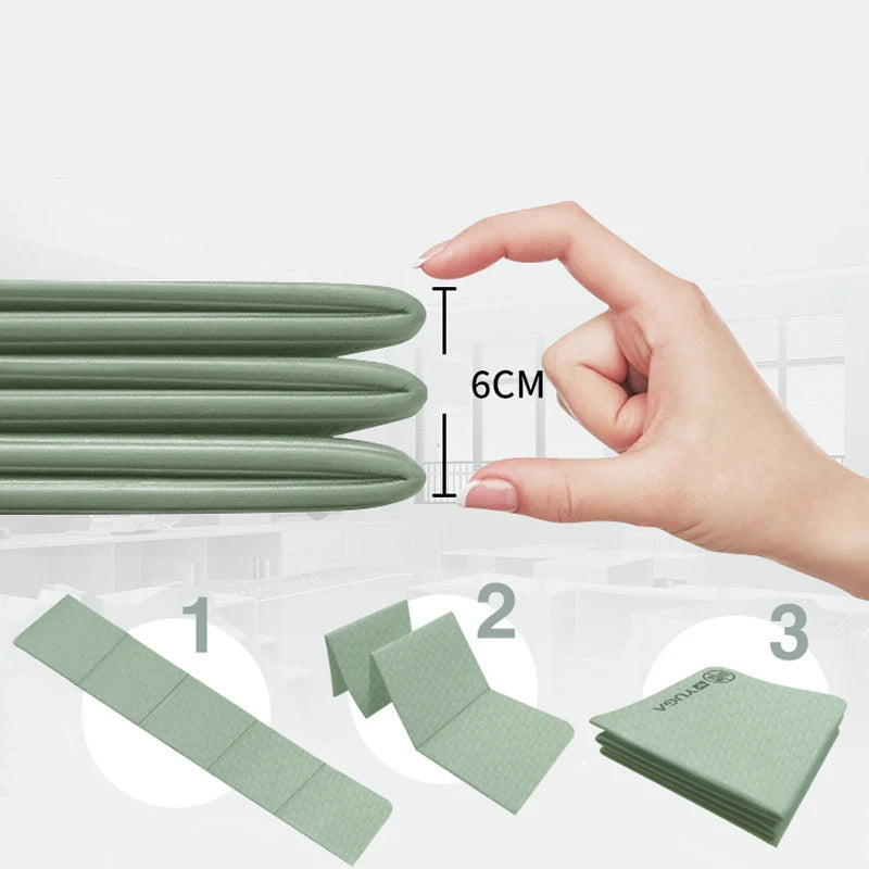 8mm Foldable Yoga Mat TPE Folding Travel Fitness Exercise Mat Double Sided Non-slip for Yoga Pilates & Floor Workouts