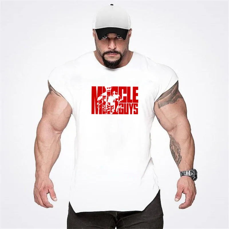 Brand Muscle Clothes Workout Vest Fashion Tank Top Men Gym Sleeveless Shirt Bodybuilding Stringer Sports Men's Cotton Singlets