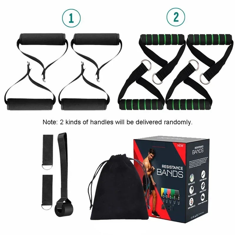 22pcs Pilates Bar Kit Resistance Bands Set 360LBS 200LBS Elastic Latex Pull Rope Home Gym Bodybuilding Workout Bar Fitness Bands