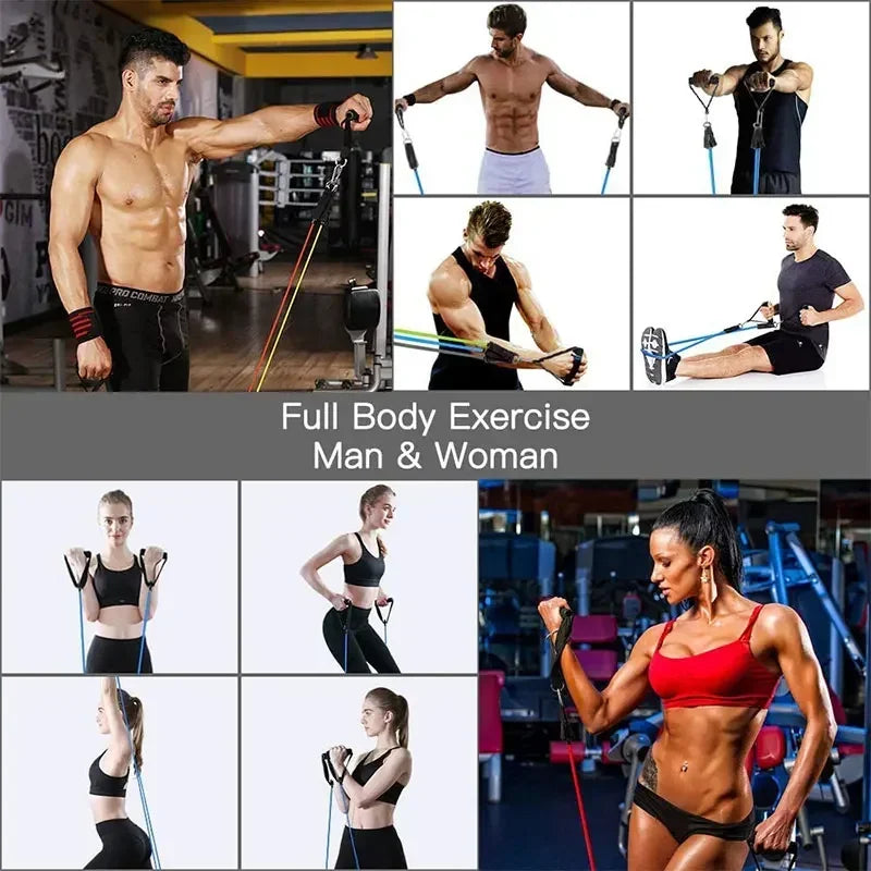 22pcs Pilates Bar Kit Resistance Bands Set 360LBS 200LBS Elastic Latex Pull Rope Home Gym Bodybuilding Workout Bar Fitness Bands
