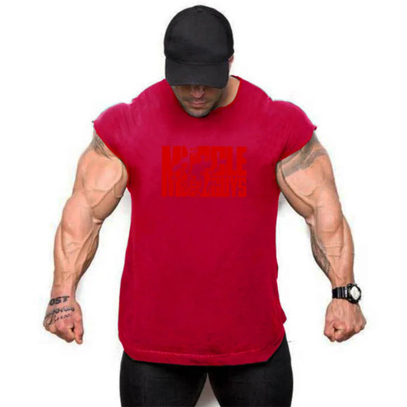 Brand Muscle Clothes Workout Vest Fashion Tank Top Men Gym Sleeveless Shirt Bodybuilding Stringer Sports Men's Cotton Singlets