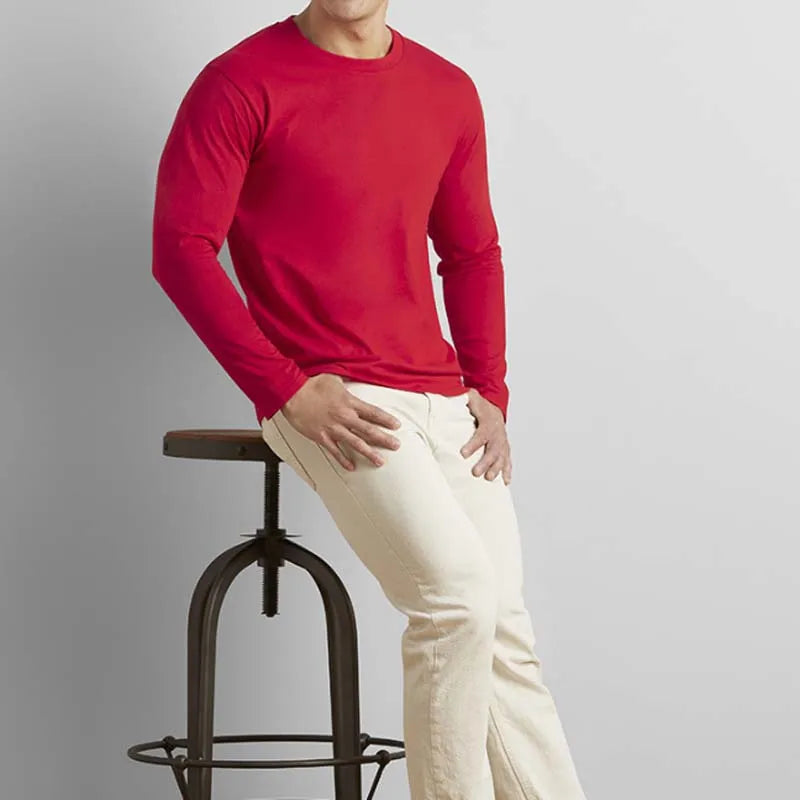 Gildan Brand Men's Long Sleeve T-shirts Spring Autumn Casual O Neck T Shirt Cotton New Fashion Fitness Tops&Tees Homme Camisetas