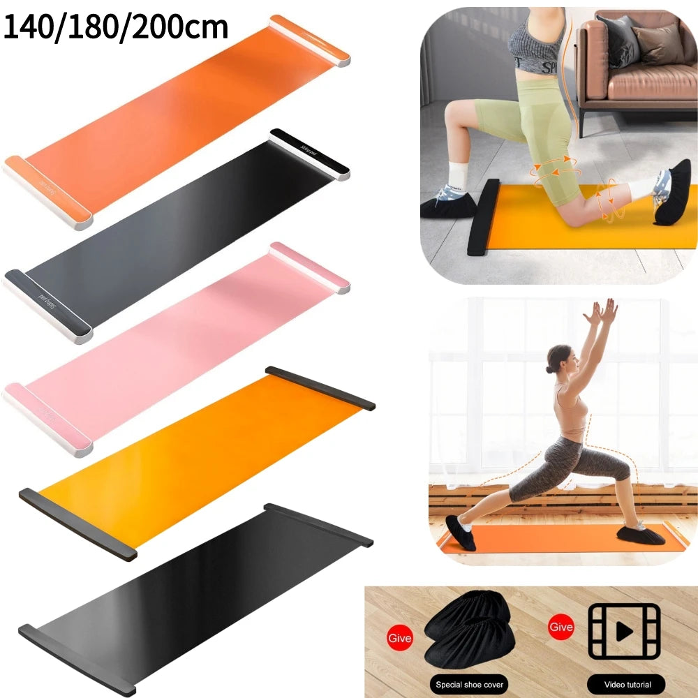 140/180/200cm Sports Fitness Glide Plate for Ice Hockey Roller Skating Leg Exercise Mat Leg Core Training Workout Board