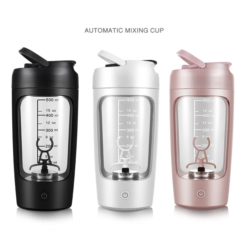 500ml Electric Protein Shaker Cup with Powder Storage Container Mixer Cup Gym Sport Water Bottles with Wire Whisk Ball Drinkware