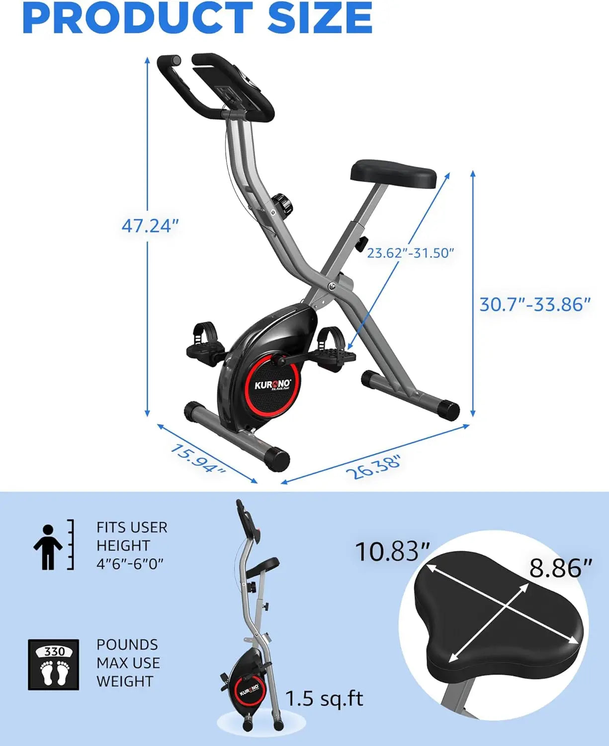 Exercise Bike for Home Workout | 2024 Upgraded 4 IN 1 Foldable Indoor Cycling Bike for Seniors | 330LB Capacity