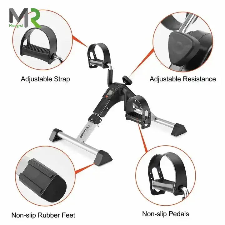 Upgrades Folding Pedal Exerciser Mini Exercise Bike Portable Peddler Under Desk Bike with LCD Display for Arms and Legs Workout