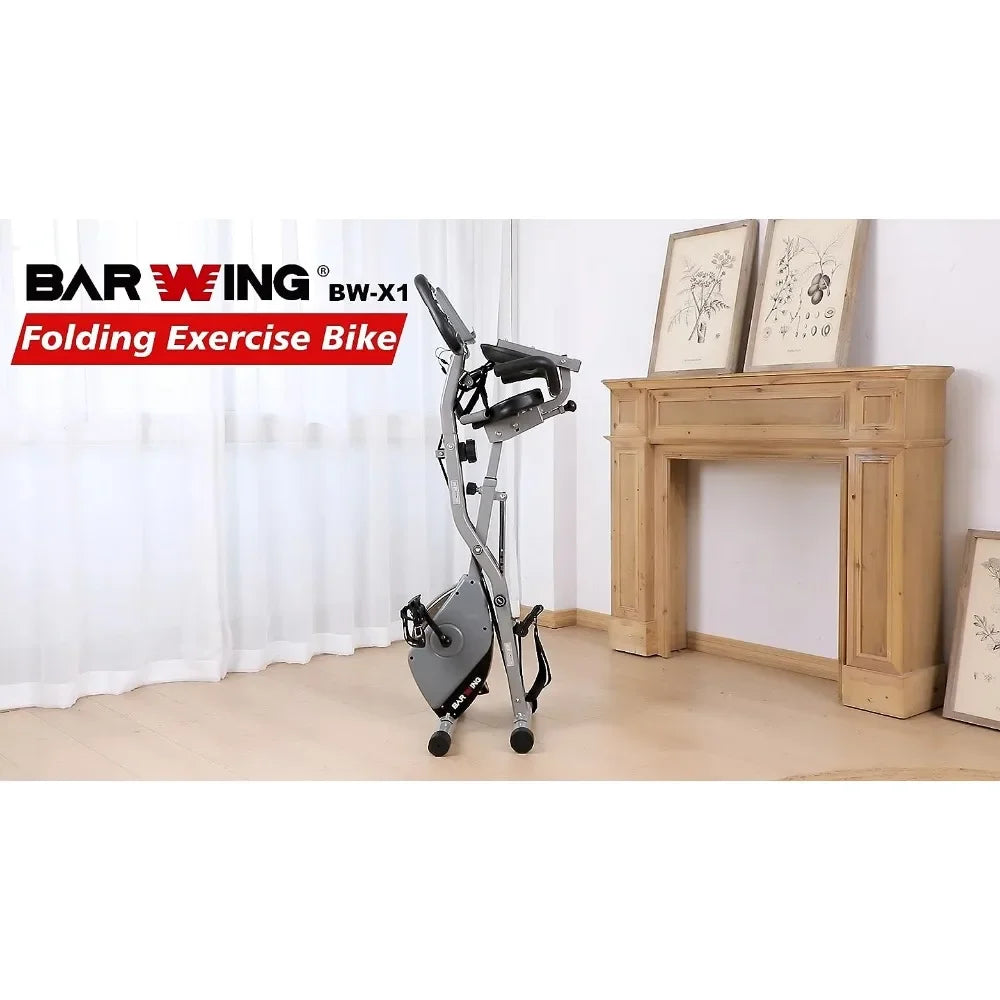 KURONO Stationary Exercise Bike Home Workout | 4 IN 1 Foldable Indoor Cycling Spin Bike Seniors | 330LB Capacity