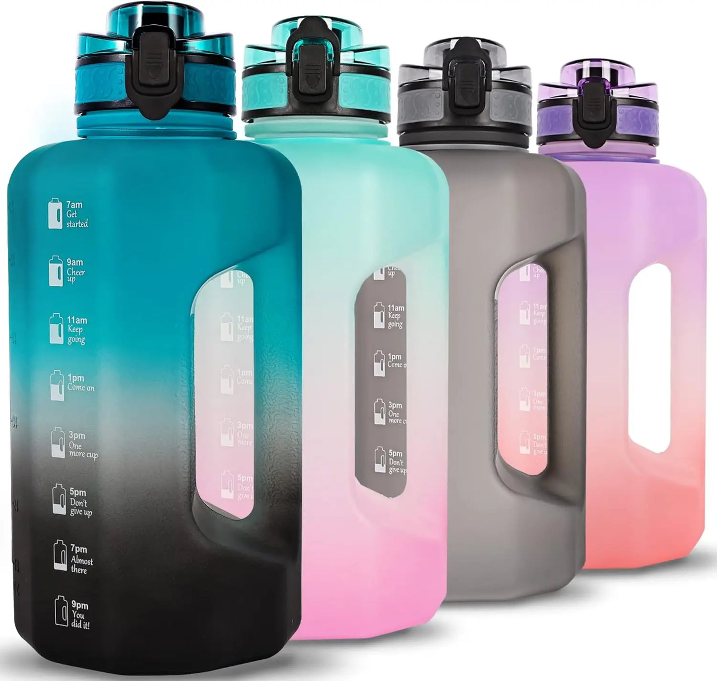 Big Water Bottle 2.2 Litre with Handle and time motivational quotes Proof BPA Free Large Capacity Drinks Jug for Gym Fitness