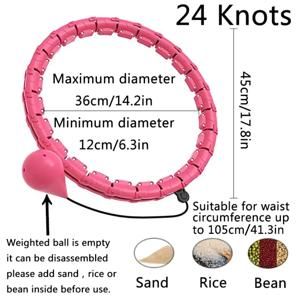 24/28/36 Detachable Knots Smart Weighted Fit Hoop Size Adjustable Detachable Abdominal Workout Equipment Weight Adjustable