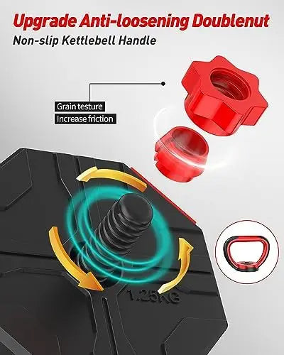 Adjustable Dumbbell Set 55LBS Free Weights Set with Connector, 4 in1 Dumbbells Set Used as Barbell, Kettlebells, Push up Stand,