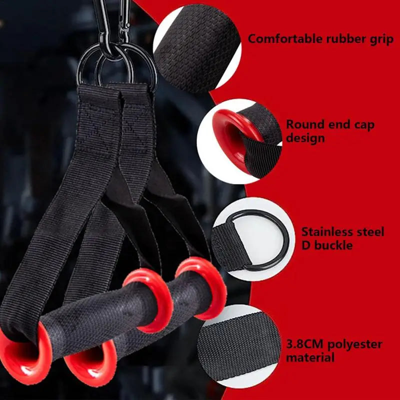 D-Ring Metal Gym Handles Grip Workout Heavy Duty Cable Machine Handle with Hook for Home Resistance Bands Fitness Accessories