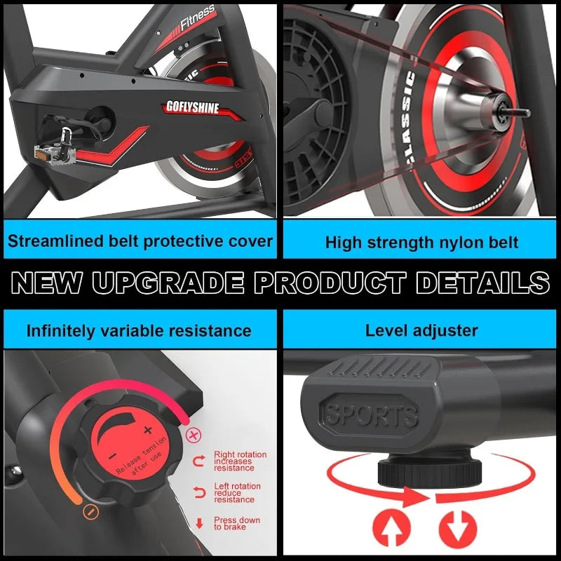 Exercise Bikes Stationary,Indoor Cycling Bike for Home Cardio Gym,Workout Bike with Ipad Mount & LCD Monitor