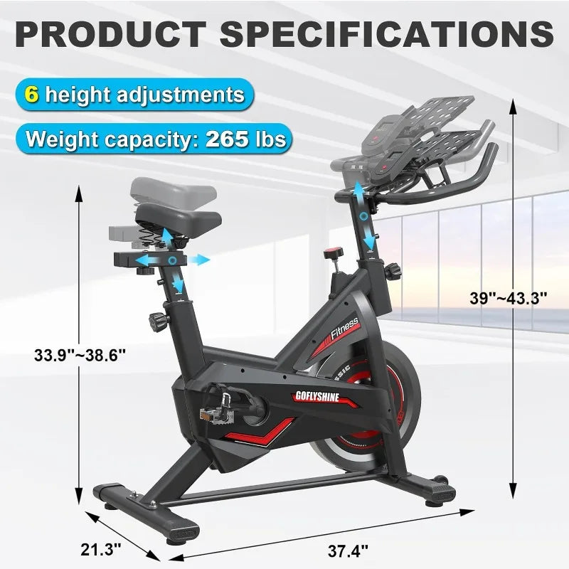 Exercise Bikes Stationary,Indoor Cycling Bike for Home Cardio Gym,Workout Bike with Ipad Mount & LCD Monitor